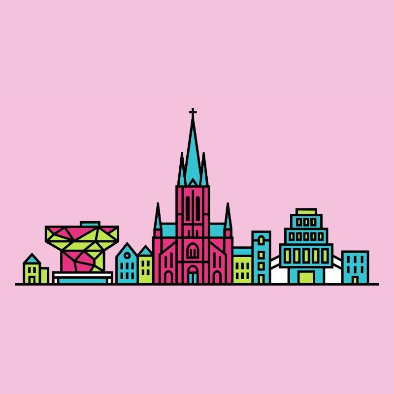 Antwerpener Stadtskyline-Kathedrale Moderne Linienkunst