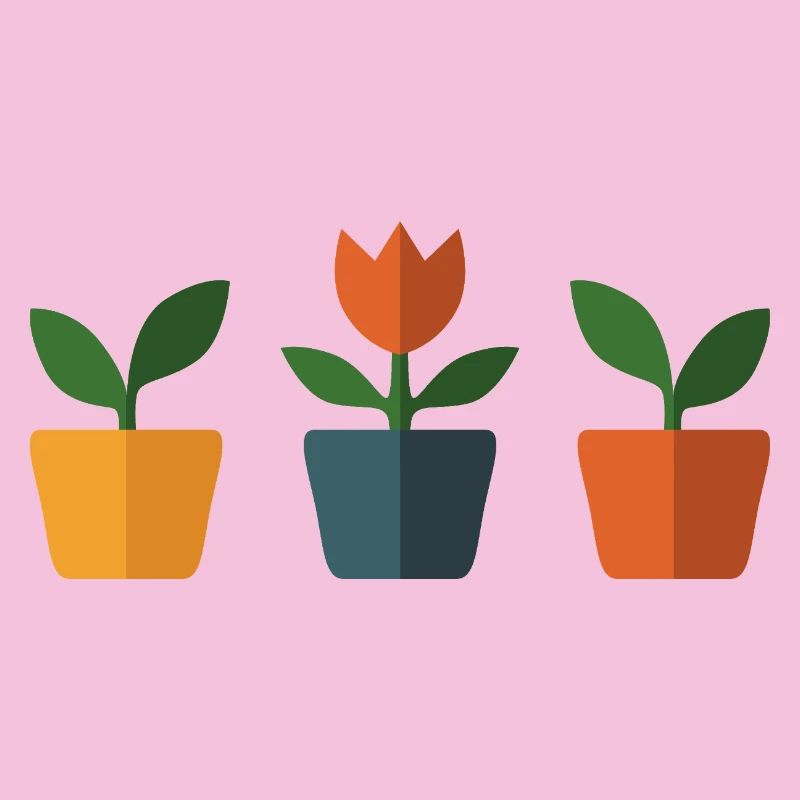 Une tulipe et d’autres plantes dans un pot de fleurs