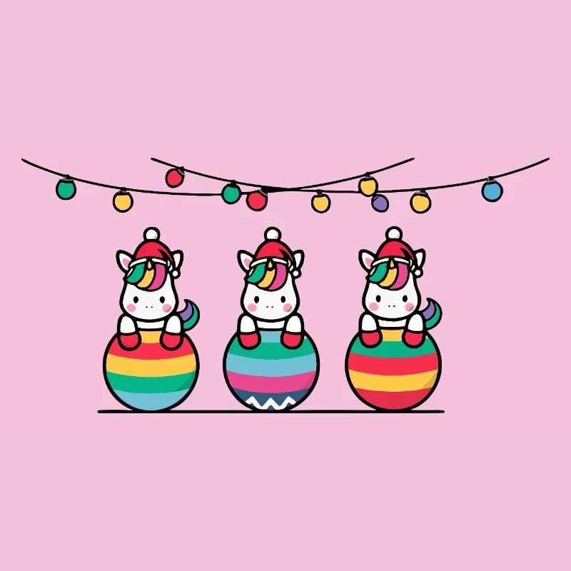 3 Einhörner Weihnachtskugeln Freunde