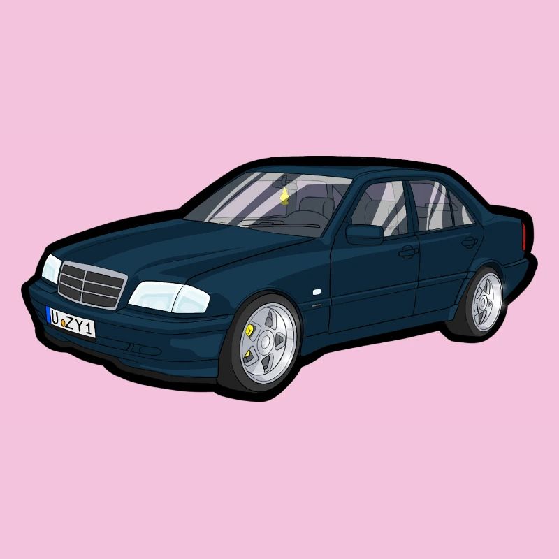 Blauer Oldtimer Cartoon Auto