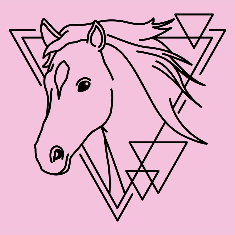 Cheval en forme géométrique - Conception d’art au trait