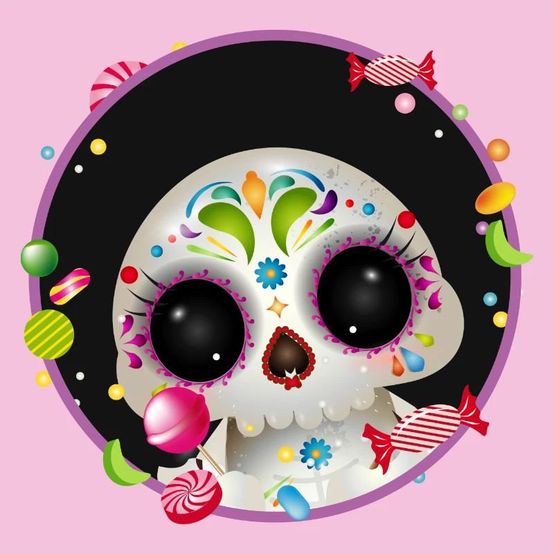 Cute Sugar Skull in candy frame