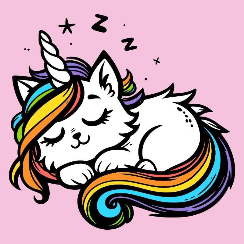 Schlafende Einhornkatze (bunt)