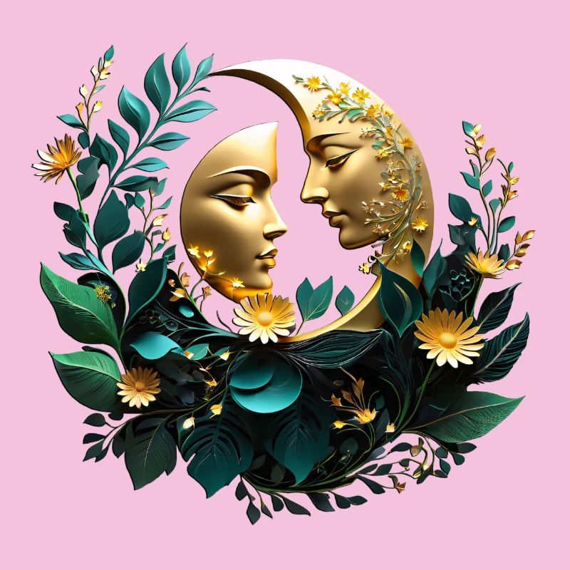 Two decorated crescent moons