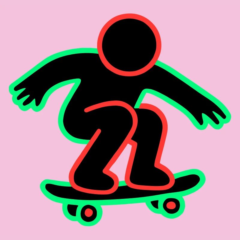 Dessin au trait de skateboarder néon