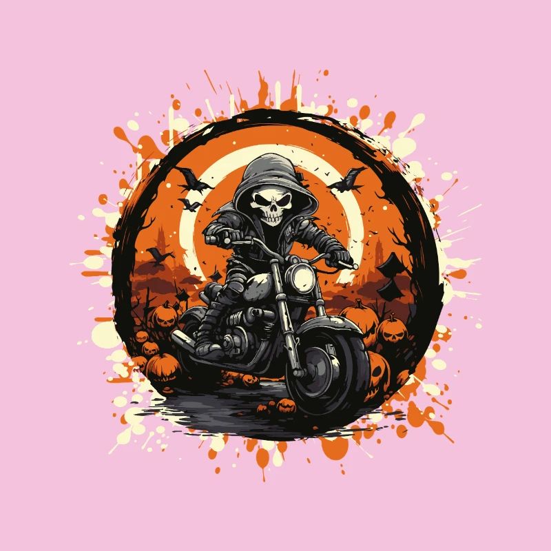 Skelett Biker im Halloween Ring