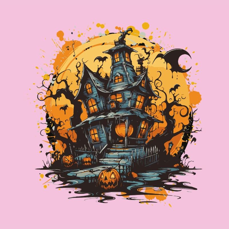 Maison hantée dans la lune d’Halloween