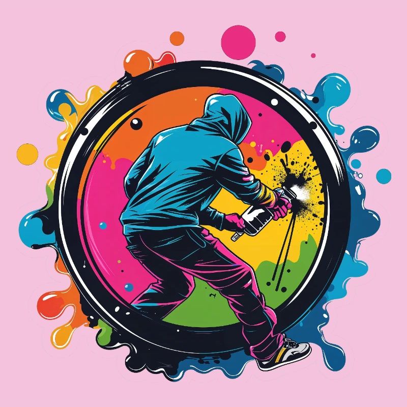 Graffiti dans un cercle coloré