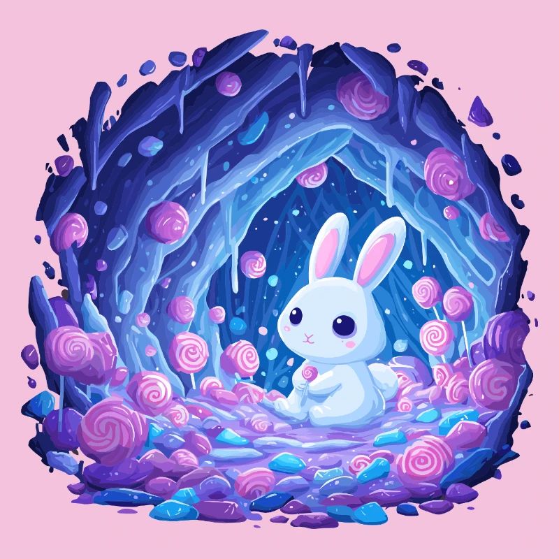Moonlight Rabbit in the Rose Forest