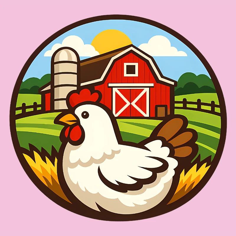 Poulet à la ferme – Conception du badge rond