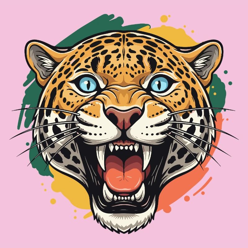 Tête Jaguar dans un style couleur éclaboussée
