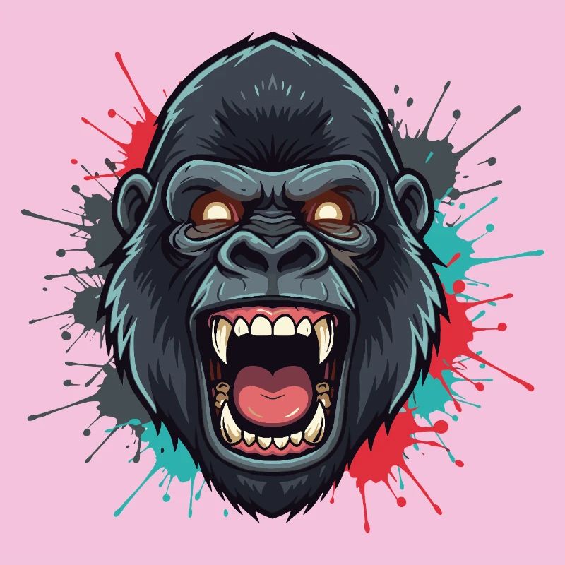 Explosion de couleur du rugissement du singe