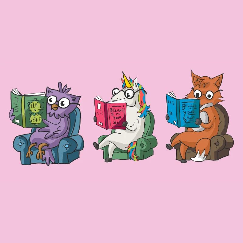 Animaux mignons lisant Conception de Croyez en vous