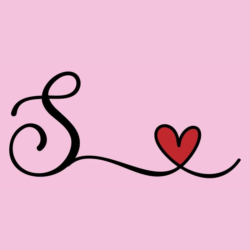 Buchstabe S Monogramm mit Herz