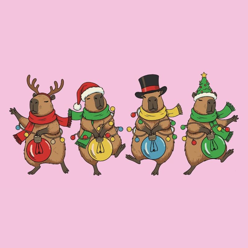 Capybara Dancing Christmas Lights