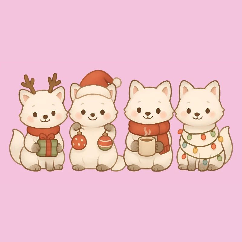 Arctic Foxes Enfants Garçons Filles Renards de Noël