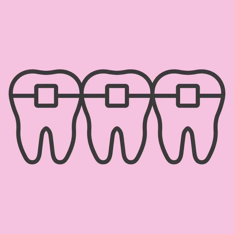 Braces Line Icon – Orthodontic Teeth Alignment Sym