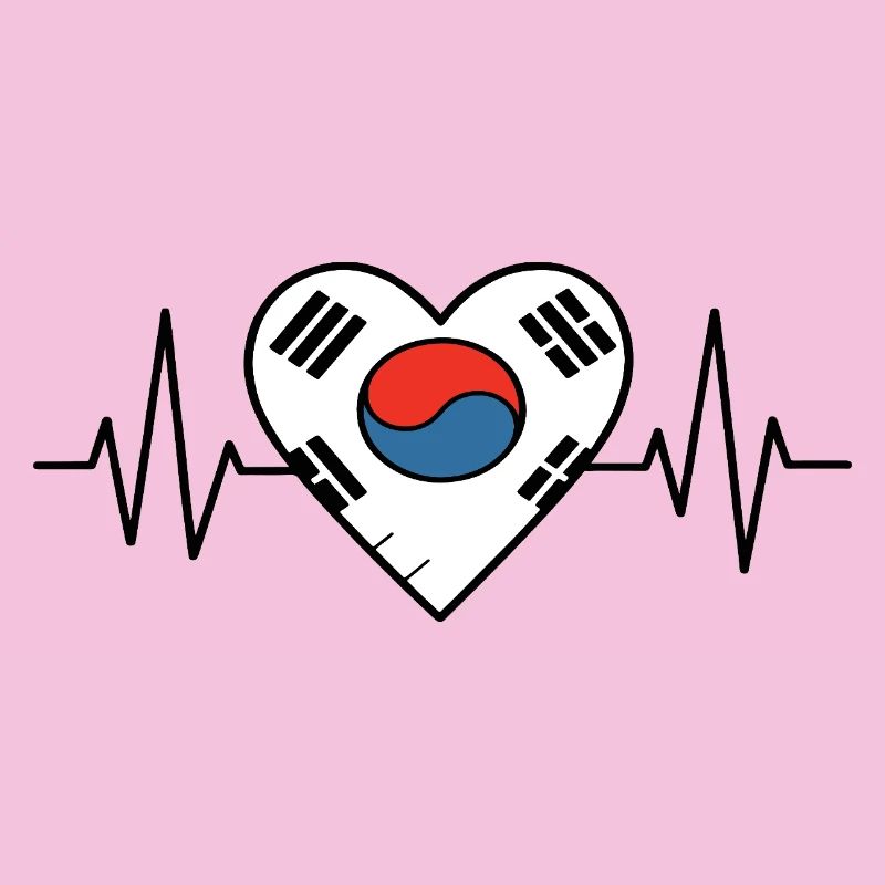 Corée du Sud Drapeau Heartbeat Line Korean Pride