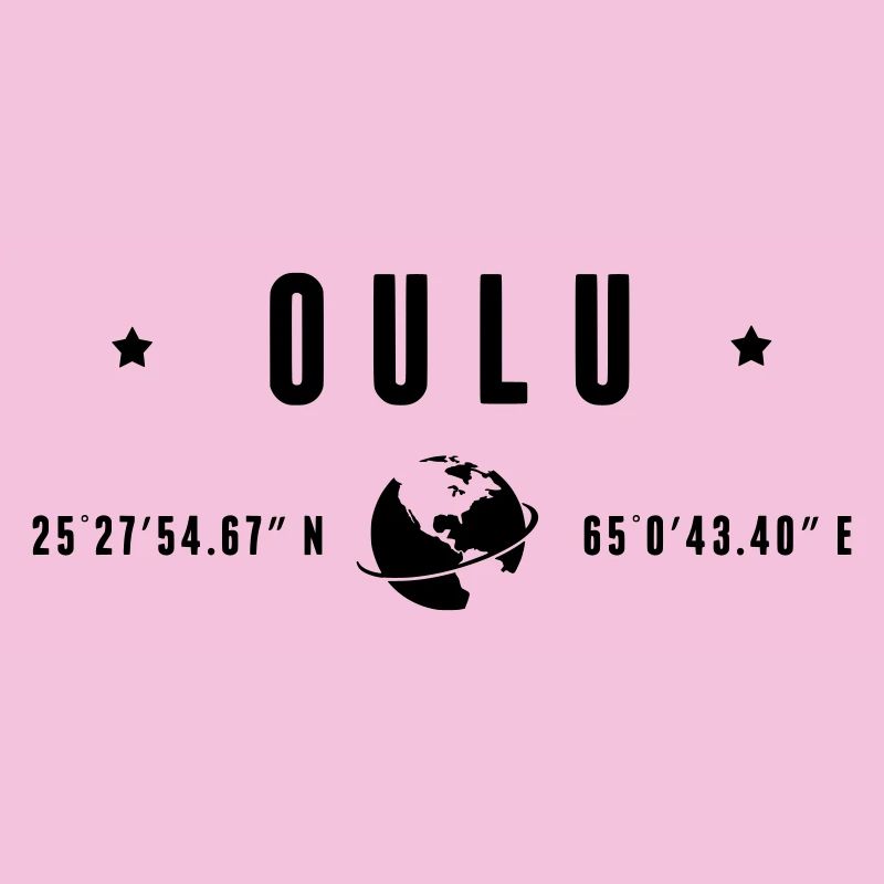 Oulu Coordonnées GPS Typographie Noire