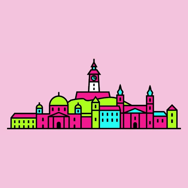 Grazer Stadtskyline Uhrturm Moderne Linienkunst