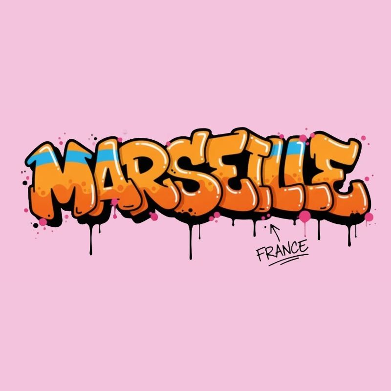 Lettrage graffiti de Marseille avec éclaboussures