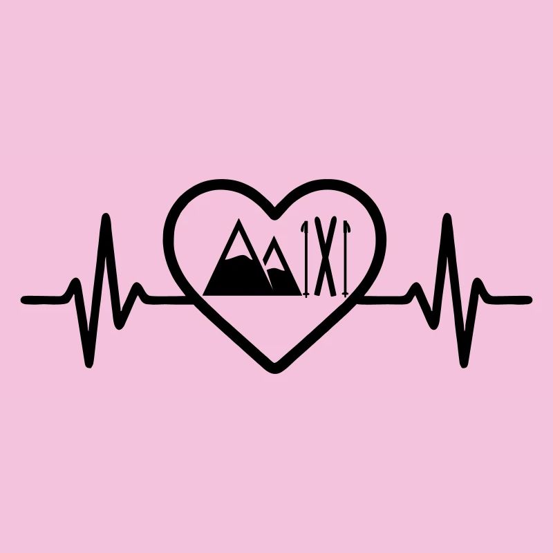 Skiing Mountains Heart
