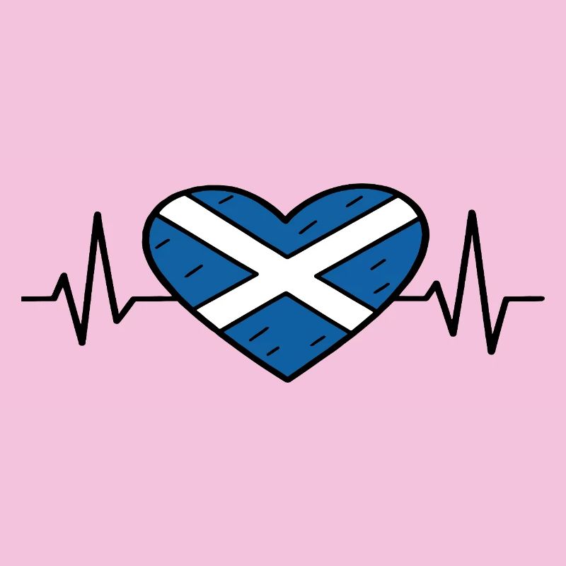 Scotland Flag Heartbeat Line Scottish Pride Art