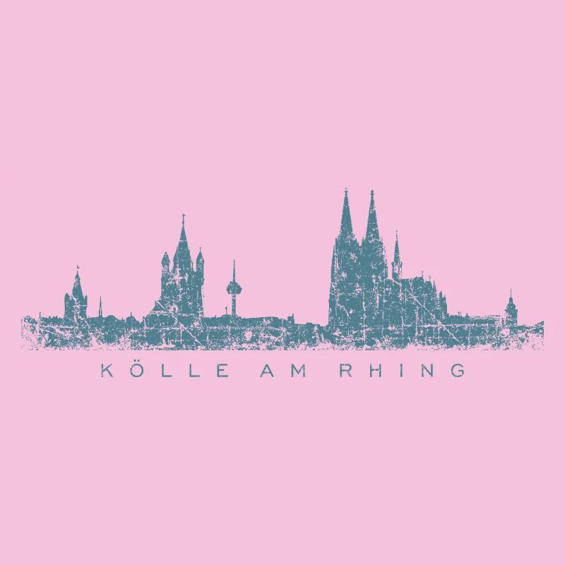 Kölle am Rhing Köln Kölner Skyline (Vintage Blau)