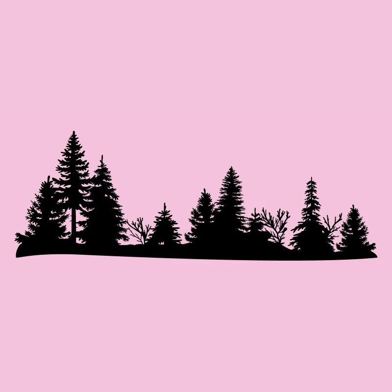 Silhouette noire d'une forêt