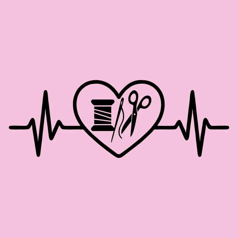 Sewing Spool Needle Scissors Heart