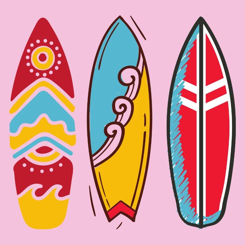 Three pop art surf boards