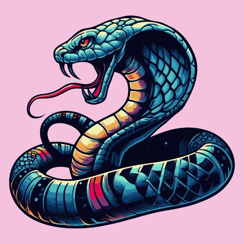 motif serpent Cobra dynamique et coloré