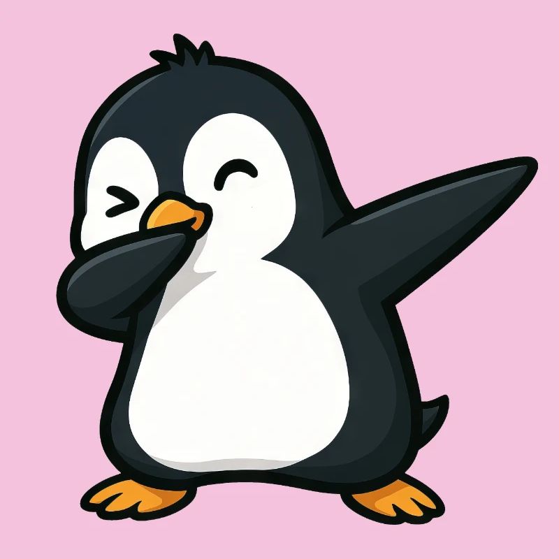 pingouin mignon dabbing cool dessin animé clin d’œil