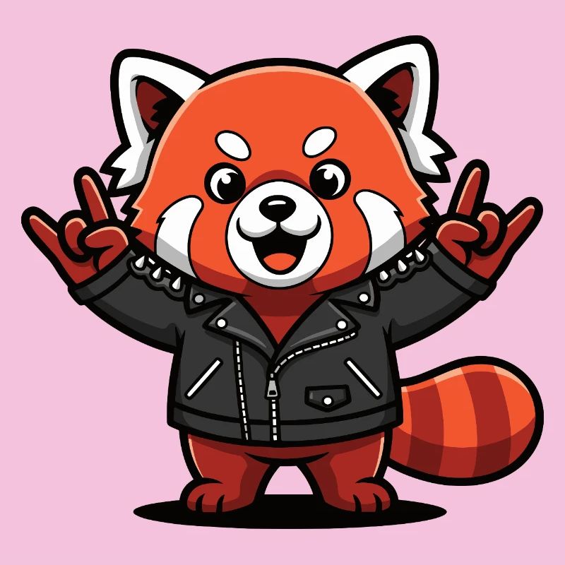 Roter Panda in Lederjacke