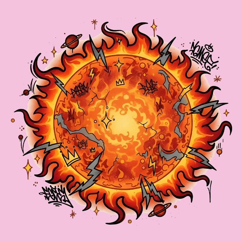 Flaming Sun Ball Explosion