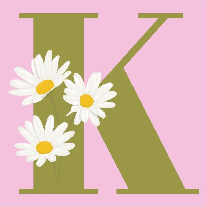 Buchstabe k grüne Gänseblümchen