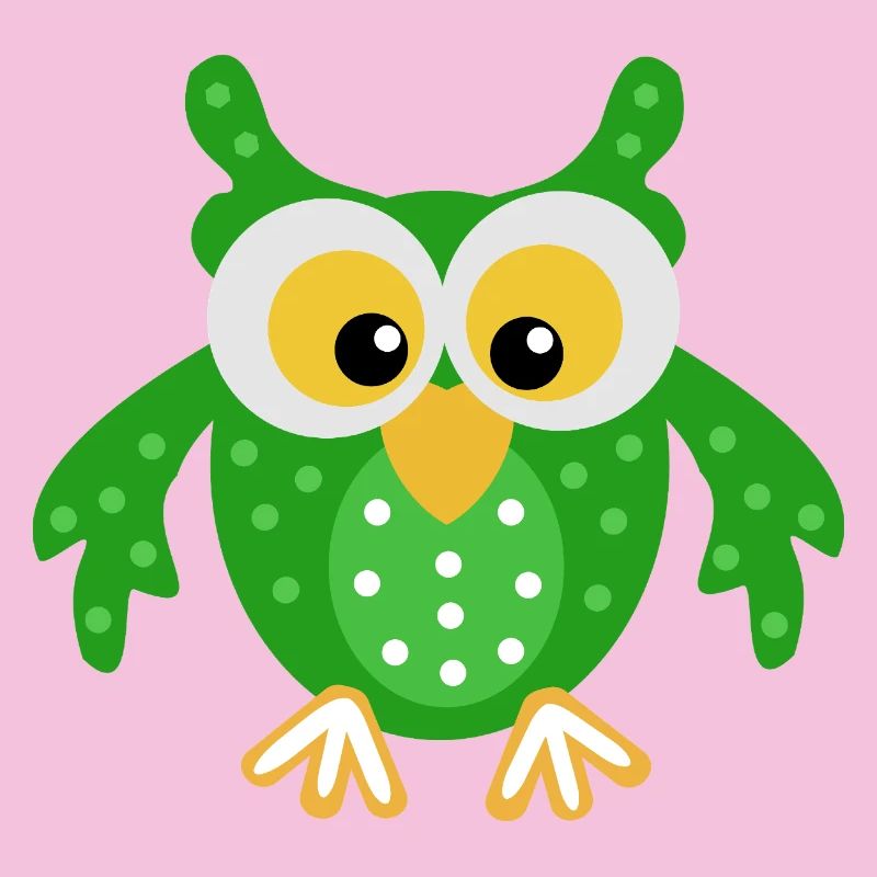 Hibou vert avec des points