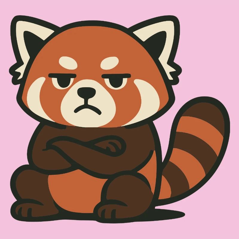 Grim Red Panda with Crossed Arms