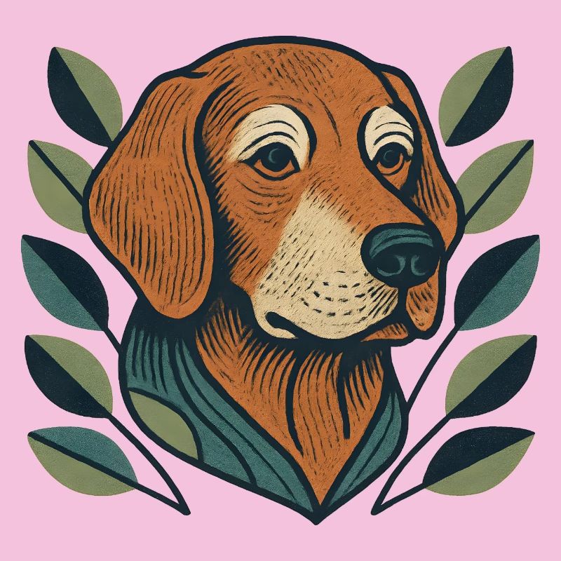 Beagle in leaf branch style
