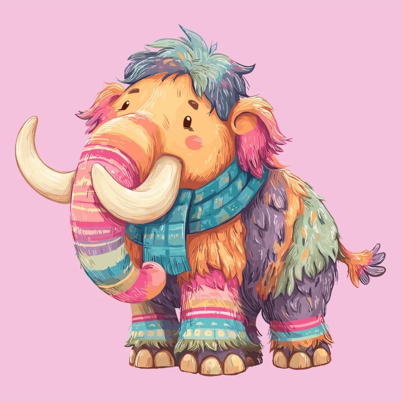 Buntmammut mit Schal