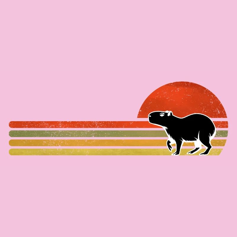 Silhouette rétro Capybara Sunset