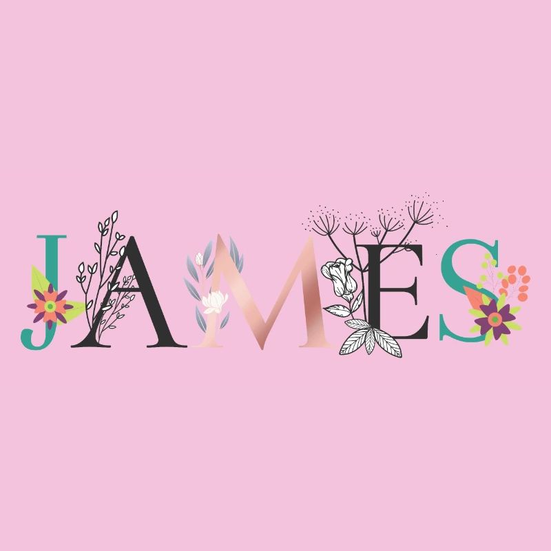 Art du nom JAMES avec fleurs brodées