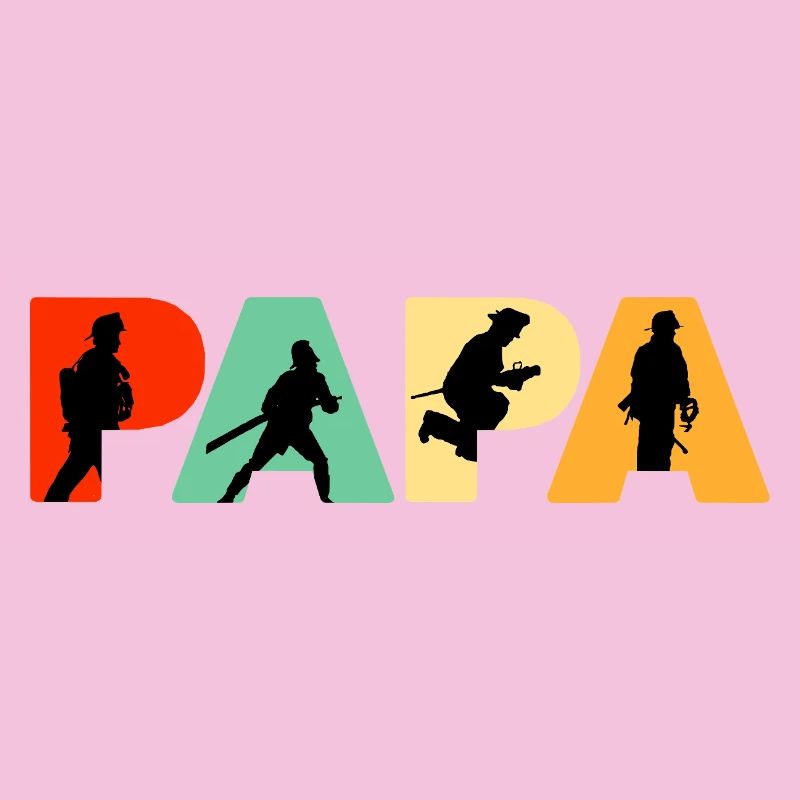 Papa Firefighter Retro Fireman Hero Dad