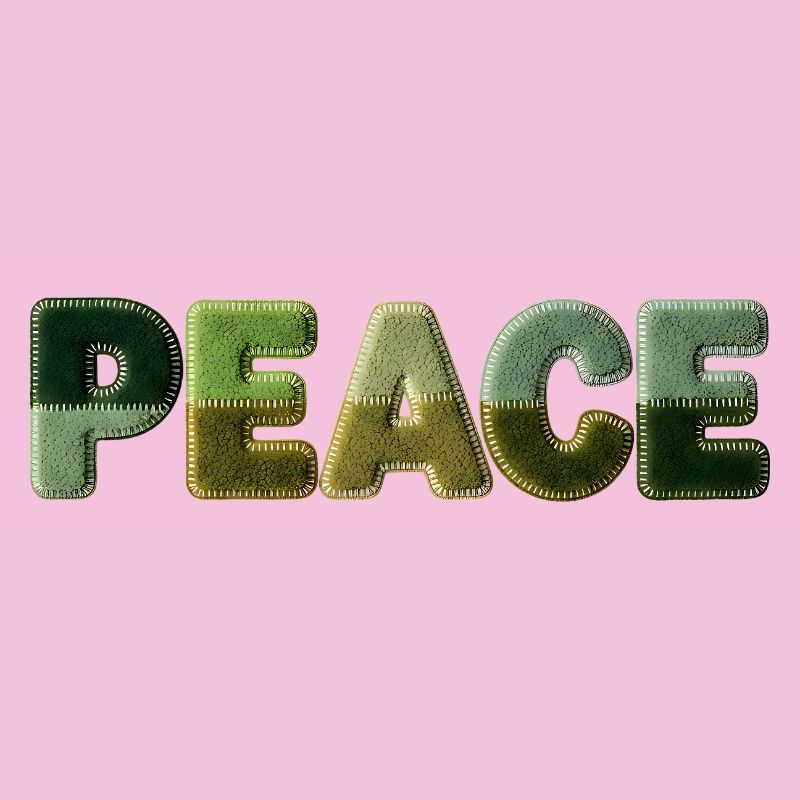 Peace Schriftzug Patchwork Look 70er Stil