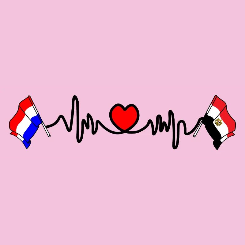Cardio coeur avec drapeau Pays-Bas, drapeau Egypte