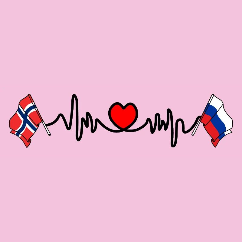 Cardio heart Drapeau Norvège, drapeau Russie