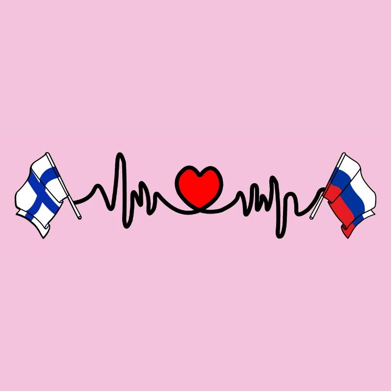 Cardio heart Drapeau Finlande, drapeau Russie