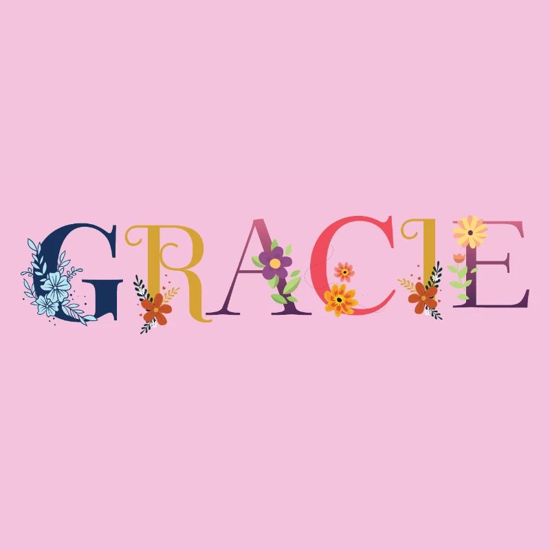 Le nom de GRACIE est décoré de fleurs