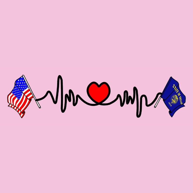 Cardio cardiaque avec drapeau des États-Unis et drapeau de l’Oregon