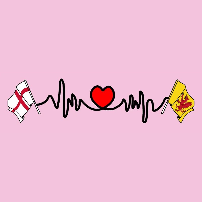 Drapeau du Somerset + battement de cœur + drapeau de l’Angleterre